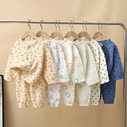 婴儿棉纱睡衣女宝宝夏装，儿童1岁半2纯棉3春男童，夏季衣服套装薄款4
