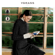 VGRASS绵羊毛针织连衣裙罩衫两件套冬季初春舒适搭配套装