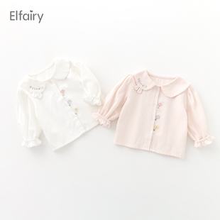 Elfairy女童可爱衬衣宝宝春装婴儿衣服春秋儿童衬衫长袖上衣纯棉