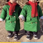 儿童军棉绿大衣，加棉加厚中长款男女儿童外套，军大棉衣加绒冬季宝宝