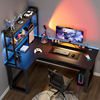 转角电脑桌台式家用书桌双人，书架一体组合办公桌拐角，l型电竞桌子