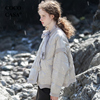 cococasa原创设计感鸭绒蕾丝羽绒服女短款2023冬新零鹅绒茧型外套