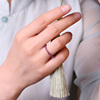 有弹性极细乌拉圭天然紫水晶戒指，女小众独特魅紫串珠，紫晶石叠戴风