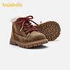 巴拉巴拉儿童靴子童鞋宝宝马丁靴，2023秋冬短靴，时尚潮真皮毛绒温暖