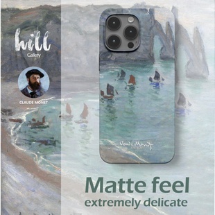 原创小众青山艺术高级感苹果手机壳iPhone15promax超薄无敌手感莫奈油画经典拱门海景