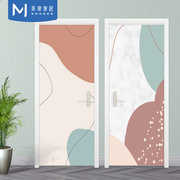 北欧抽象莫兰迪色卧室，衣柜移门玻璃，贴纸房门改造翻新加厚防水贴膜
