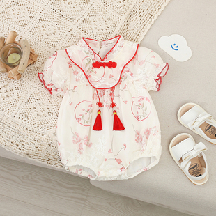 新生婴儿衣服夏季薄款中式旗袍短袖，包屁三角衣男宝宝，女短袖夏装潮
