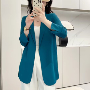 雪纺小西装外套女2023韩版修身薄款长袖高级感西服上衣防晒衣