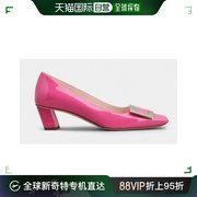 香港直邮Roger Vivier罗杰 维维亚女士中跟单鞋粉色亮面皮革时尚