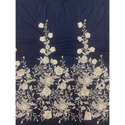 金线玫瑰蔷薇单边，网布刺绣蕾丝婚纱汉服面料，服装设计手工diy