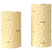 定制欧式地中海风米黄色做旧裂纹陶瓷圆柱花瓶家具 北欧软装饰品