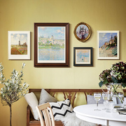 小众北欧客厅装饰画莫奈油画文艺复古挂画高档美式沙发背景墙壁画