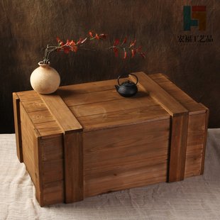 中式复古长方形装饰大号箱摆件道具服装实木收纳箱定制摄影木盒子