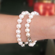 天然珍珠手链正圆形，8-9-10mm925纯银扣强光，送女友妈妈礼物