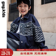 gxgkids童装儿童外套，2024年春牛仔外套，拼接上衣男童中大童