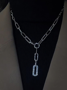 简约闪钻链条金属项链高级感个性毛衣链，2021年潮网红锁骨链女