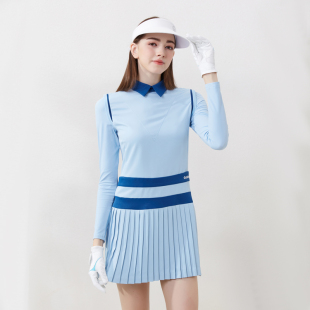 高尔夫连衣裙春秋款golf女装套裙网球羽毛球运动服装简约舒适女裙