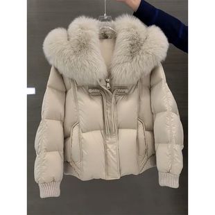 加绒加厚毛领棉服女冬季2023年小个子保暖宽松面包服棉衣外套