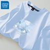 真维斯蓝色纯棉短袖t恤女2024小众设计感小个子夏季上衣