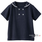 日本康贝童装22年夏女宝男童纯棉短袖T恤儿童海军风船锚