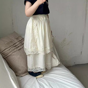 女童花边裙裤2024夏季韩版儿童蕾丝，雪纺假两件裙裤长裤