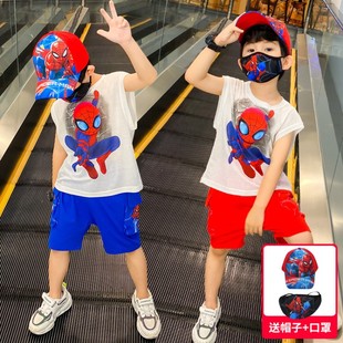 男童蜘蛛侠套装2024儿童夏季卡通男孩衣服休闲韩版两件套童装