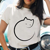 速卖通外贸夏季时尚个性卡通猫指甲油印花女原宿短袖T恤