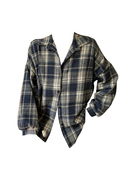 eternallymove格子衬衫，秋冬复古中长款灯笼袖，加厚毛呢衬衣外套