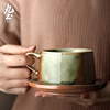 日式手工陶瓷咖啡杯带碟简约下午茶杯创意艺术复古马克杯情侣杯子