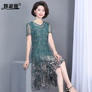 妈妈装连衣裙夏季时尚洋气，2024台湾纱中老年人女高档气质裙子