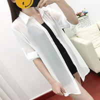韩版雪纺，透明欧美防晒长袖，衬衫
