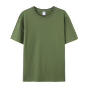 军绿色纯棉纯色圆领短袖T恤男女美式全棉打底衫内搭宽松体恤大码T