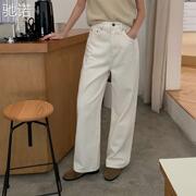 驰诺thxg纯棉高腰显瘦长裤，女装tg韩系秋季直筒牛仔裤19899