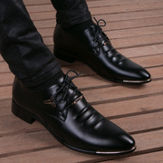 皮鞋男士冬季真皮商务正装，青年韩版潮流，英伦尖头休闲内增高男鞋子