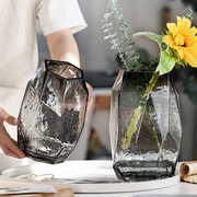 北欧简约创意玻璃花瓶水养，鲜花百合向日葵插花客厅餐桌装饰品摆件