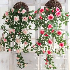 仿真玫瑰壁挂花藤蔓挂墙绿植室内客厅假花垂吊兰藤条阳台花园装饰