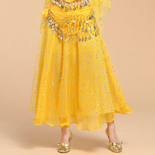肚皮舞裙子印度舞大摆裙新疆舞，表演服裙民族，风演出服彩点裙子