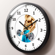 健身场所个性挂钟静音时尚简约瘦身运动挂表跑步机装饰北欧钟表