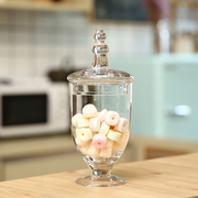 欧式透明玻璃糖果罐储物罐糖缸带盖高脚橱窗婚庆甜品台软装饰