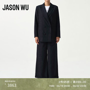 JASON WU 春夏休闲通勤设计感短款条纹藏青色上衣西装外套女