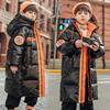 日本男童长款羽绒服亮面过膝加厚2022年冬季洋气儿童
