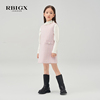 rbigx瑞比克童装，冬季百搭甜美粉色无袖淑女，小香风连衣裙