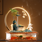 创意高山流水摆件金鱼缸(金鱼缸，)招财养鱼盆办公桌面，家居客厅造景装饰摆设