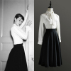 赫本50年代风格迷笛裙，360度大摆伞裙黑色，半身裙春夏季