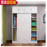 实木衣橱现代简约移门柜子衣柜，简易实木质，推拉门板式定制2门卧室