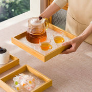 木马人家用小型茶盘托盘长方形竹木茶台一体式茶具简易茶托办公室