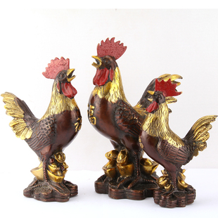 彩绘铜公鸡摆件大小号生肖鸡家居装饰铜鸡客厅阳台卧室工艺品