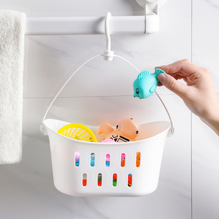 多功能塑料壁挂式玩具挂篮，厨房小收纳篮，卫生间悬挂洗澡用品杂物篮