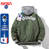 NASA美式街头秋冬刺绣棒球服外套男飞行员夹克潮牌情侣加厚棉衣潮
