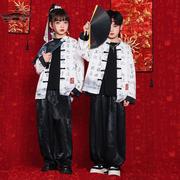 中国风六一演出服男童汉服，唐装套装女童武术表演服少儿街舞服装潮